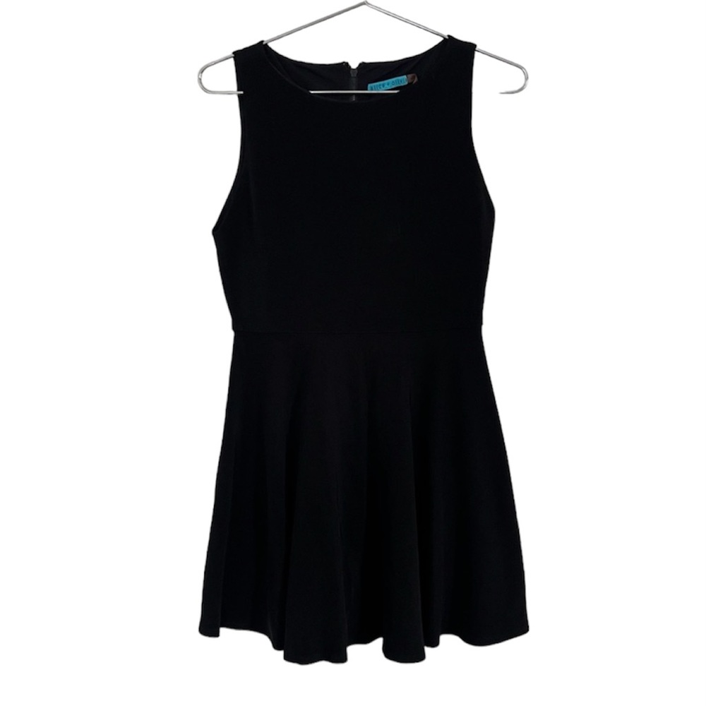 Alice + Olivia Black Ribbed Mini Bandage Skater Dress Size 6
